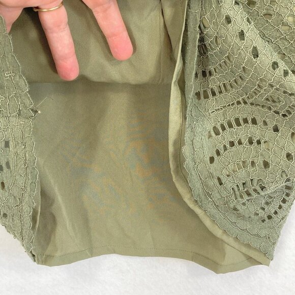 J. Crew Lace Tee Shirt Green Size 6 - Picture 3 of 6